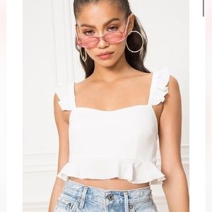 REVOLVE x Superdown Monroe Ruffle Crop Top in White